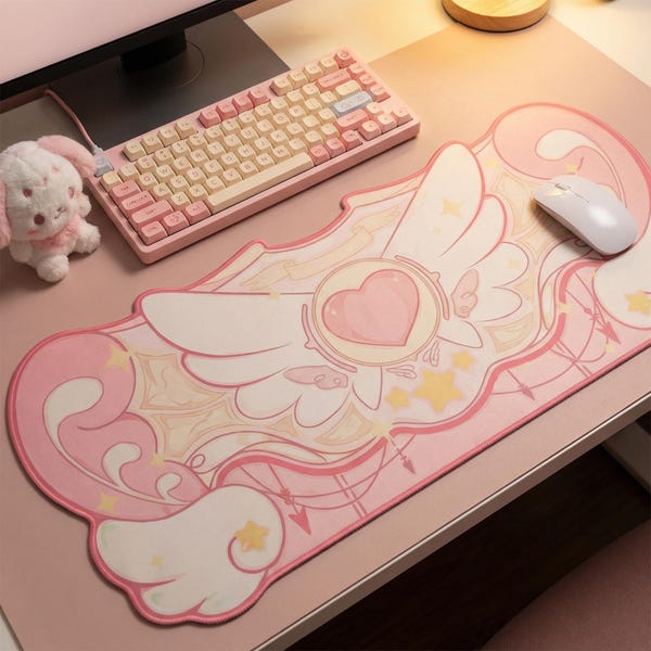 Kawaii Winged Heart Desk Mat | Gaming Mousepad