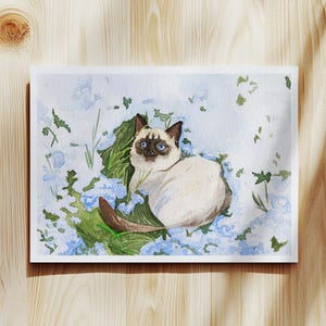 A5 Size Pastel Cat Watercolour Print on Museum-Grade 310gsm Watercolour Art Paper (Unframed)