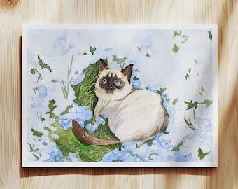 A5 Size Pastel Cat Watercolour Print on Museum-Grade 310gsm Watercolour Art Paper (Unframed)