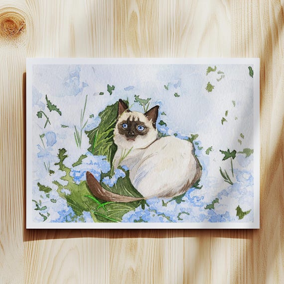 A5 Size Pastel Cat Watercolour Print on Museum-Grade 310gsm Watercolour Art Paper (Unframed)