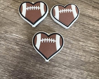 Football Silicone Focal Bead---3pcs