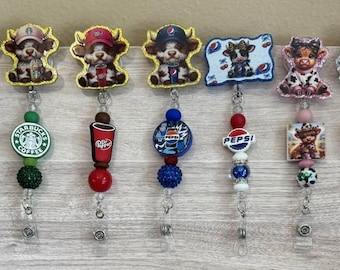 Highland Cow Beaded Badge Reels