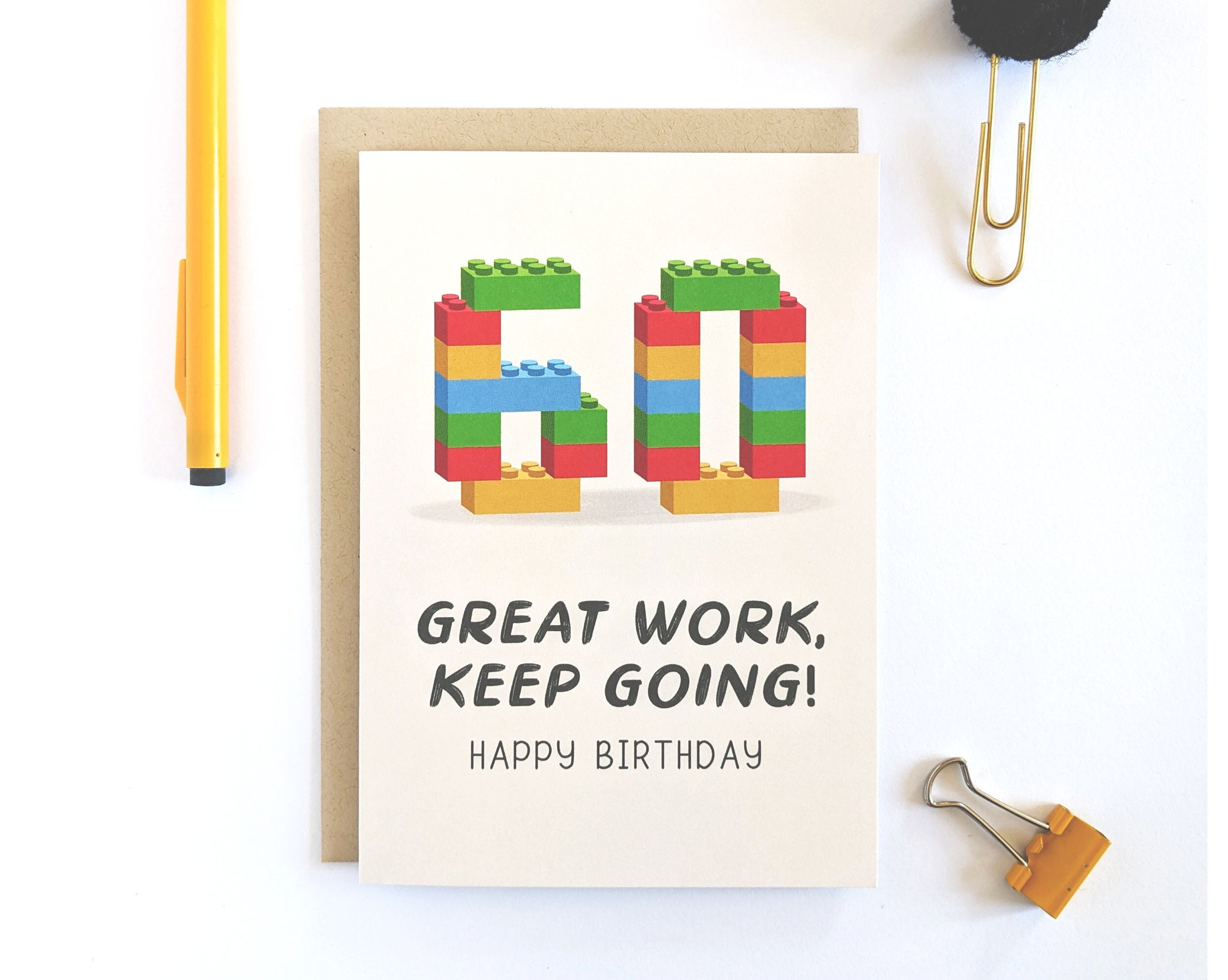 60th Lego Birthday Card Sixtieth Milestone for Him Partner