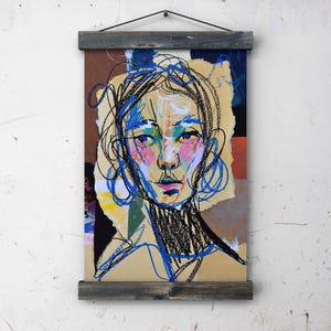 Abstract Expressionist Portrait Printable Art, Colorful Scribble Face Illustration, Modern Contemporary Figure Drawing, Trendy Gallery Decor