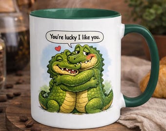Alligator Hug Mug – Funny Sarcastic Coffee Cup for Boyfriend, Girlfriend