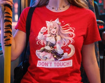 Anime Cat Girl "Don't Touch" T-Shirt | Kawaii Streetwear Tee