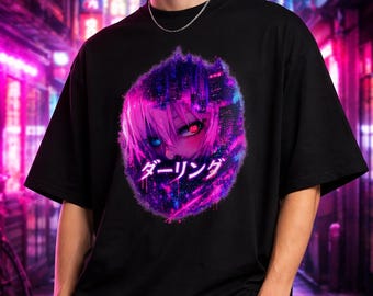 Cyberpunk Anime Oversized T-Shirt – Japanese Streetwear Graphic Tee, Organic Cotton Unisex Shirt