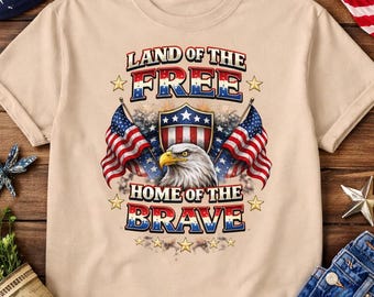 Patriotic Eagle T-Shirt: Land of the Free, Home of the Brave USA Flag Tee