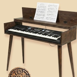 Scandinavian Style Piano Stand, Digital Keyboard Shell Desk, Handcrafted Wooden, Custom Musician Gift