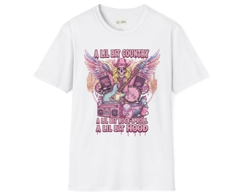 Country Rock Schädel-Grafik-T-Stück | Baumwolle Rundhals T-Shirt