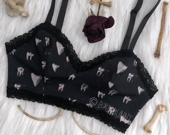 Teeth and lace Bralette - BLACK