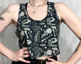 Black Dino Bones - Crop Top