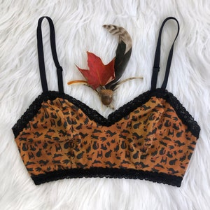 Leopard Kitty Bralette - Orange - Cat-Shaped Spots