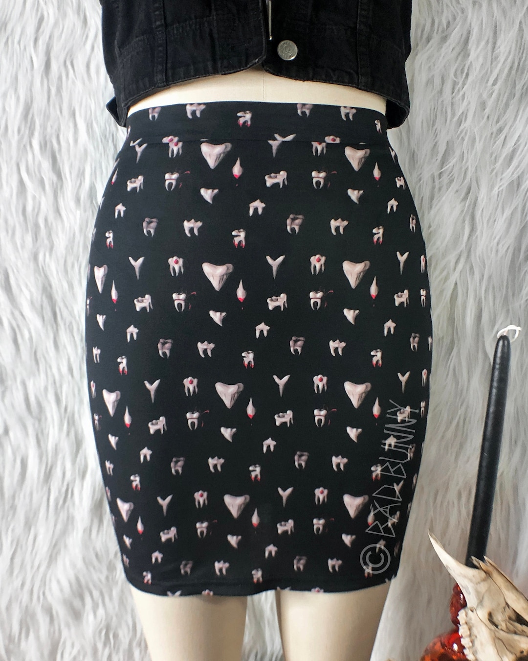 Black TEETH mini skirt