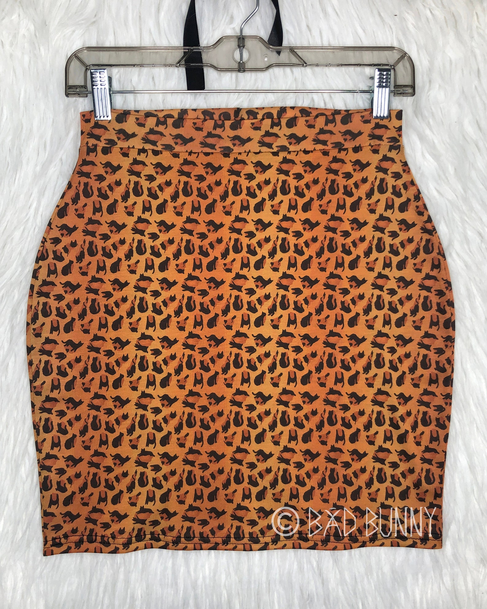 Cat Shapes Leopard Kitty Bodycon Mini Skirt Orange - Etsy