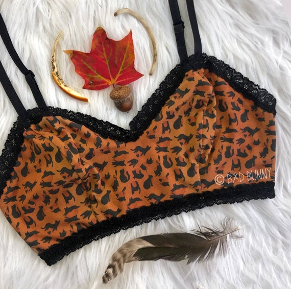 Leopard Kitty Bralette Orange Cat-shaped Spots 