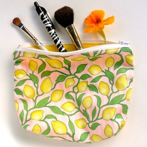 Pink Lemonade zippered pouch - cosmetic bag - pencil case