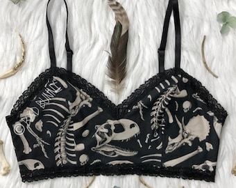 Dino Bone Bralette - BLACK - creepy cute