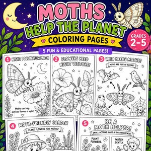 Moths Help the Planet Coloring Pages | National Moth Week Activities |Grades 2–5