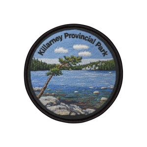 Killarney Provincial Park Backpacking, Hiking and Camping 3" x 3" Circle Round Iron-On Patch and Badge