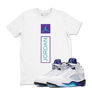 Tee Shirt Matching AJ 5 Grape 2025 To Match Sneaker JORDAN T-Shirt, Sneaker Label Jordan 5 Grape White