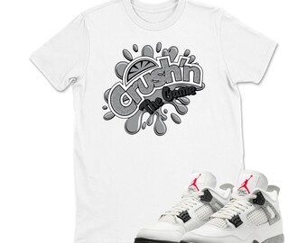 Fresh Crush TShirt Match Sneaker Jordan 4 White Cement, Sneaker Tee To Match Retro Jordan 4 White Cement, Matching Tee Jordan 4 White Cement