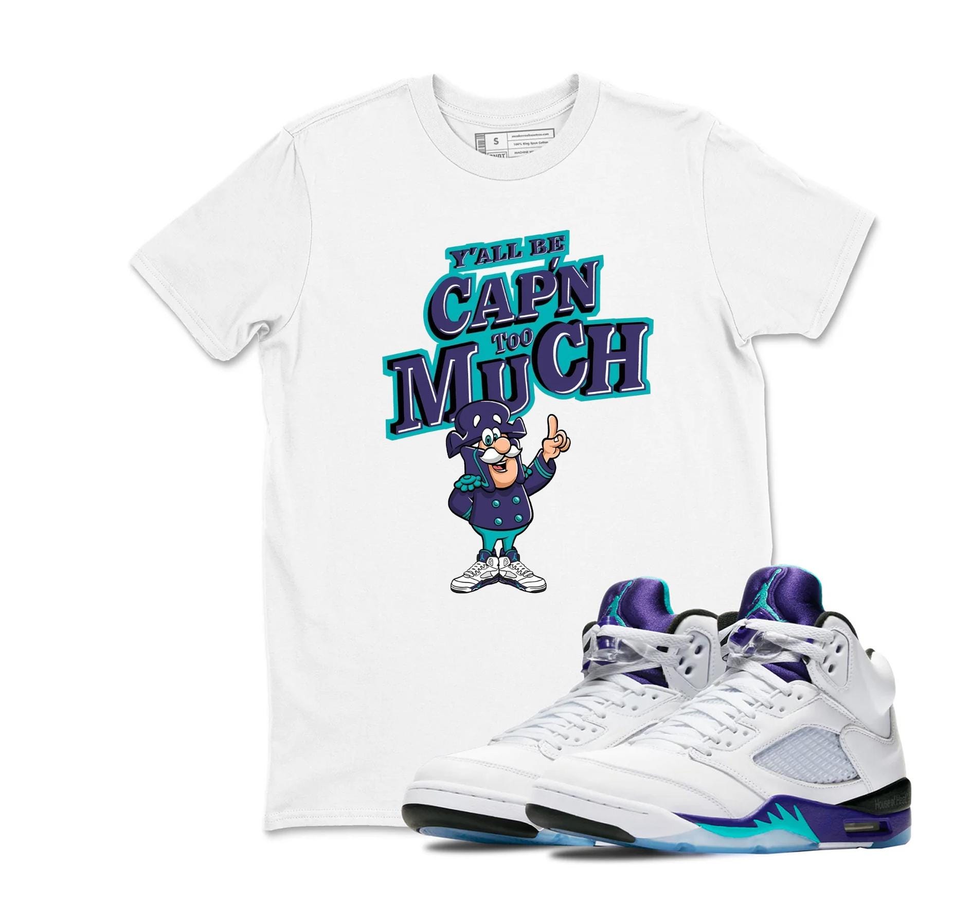 Shirt Match AJ 5 Grape 2025 Sneaker Matching Tee Sneakerhead C Captain T-Shirt, Sneaker Label Jordan 5 Grape White