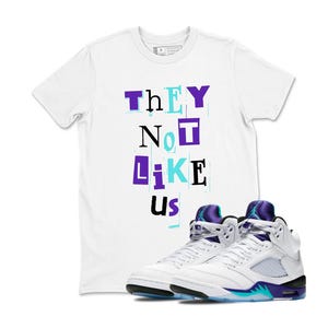 Tee Shirt Matching AJ 5 Grape 2025 To Match Sneaker They Not Like Us T-Shirt, Sneaker Label Jordan 5 Grape White