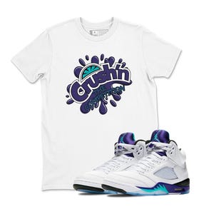 Tee Shirt Matching AJ 5 Grape 2025 To Match Sneaker Fresh Crush T-Shirt, Sneaker Label Jordan 5 Grape White