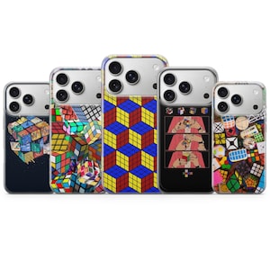 Rubiks Kub Telefonskal Retro 3D-vy Fodral för iPhone 17, 16 Pro, 15, 14, 13, 12, Samsung S26, S25, S24, S23, S22, A17, Pixel 10A, 10, 9A
