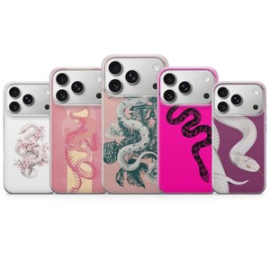 Handyhülle mit rosa Schlangenmotiv – perfekt für Tierliebhaber – für iPhone 17, 16 Pro, 15, 14, 13, Samsung S26, S25, S24, S23, S22, A17, Pixel 10a, 9a