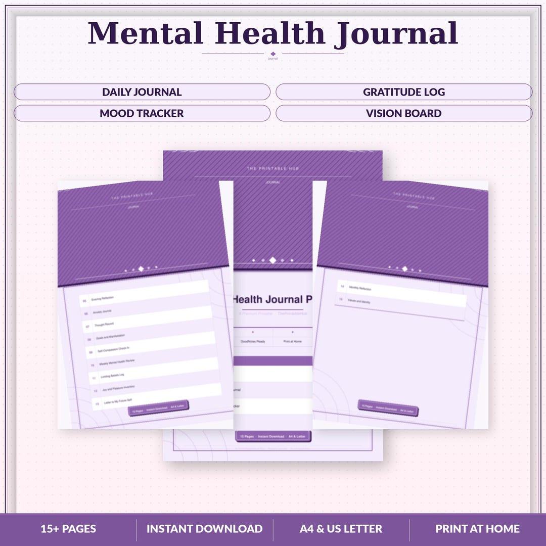 Mental Health Journal Printable | Daily Mood Tracker PDF - Etsy