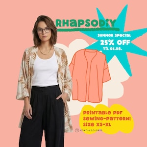 Duster Coat Sewing Pattern Rhapsodiy | Size XS-Xl Inclusive | PDF Summer Jacket Ebook | Oversize Style Cardigan | US Letter & A4