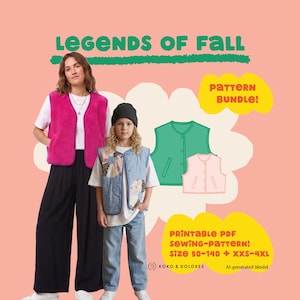 Schnittmuster Bundle Weste Legends of Fall | Damen & Kinder | Gr. 50-164 + XXS-4XL | Mini-Me Partnerlook | PDF Ebook