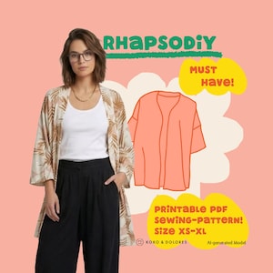 Schnittmuster Sommermantel Rhapsodiy | Gr. XS-4XL | PDF Ebook leichter Mantel nähen | Oversize Cardigan | A4 & US Letter
