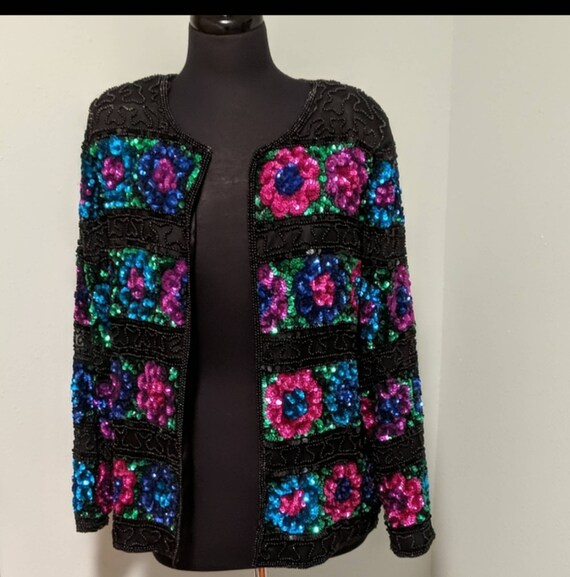 1980s Floral beaded blazer
