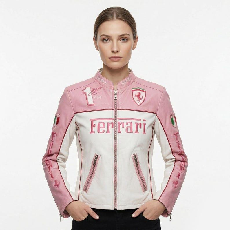 Ferrari フェラーリ レザージャケット 未使用 M ピンク×ホワイト Ferrari jacket pink - Etsy 日本