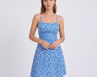 Spaghetti Strap Floral Mini Dress | Stylish Casual Summer Dress | Beach Vacation Outfit | Cute Cami Dress