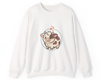 Cow Illustration Crewneck Sweatshirt | "You're Mooovelous" Back Print