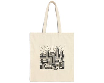 City Skyline Tote | Urban Buildings Graphic Canvas Bag
