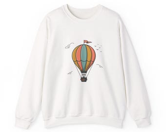 Vintage Hot Air Balloon Crewneck sweatshirt | Travel Adventure, Retro Balloon Design