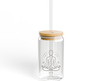 Meditating Figure Sipper Glass | 16oz