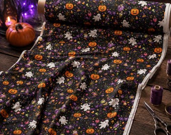 Halloween Candy Ghost Pumpkin Fabric by Yard | Cotton Twill