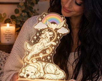 PET MEMORIAL Sleeping Puppy with Rainbow Night Light