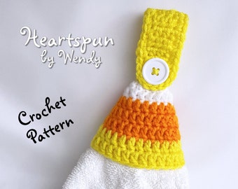 CROCHET PATTERN to make a Candy Corn Towel Holder Skirt Ring for Kitchen or Bath. Fall Decoration, Halloween, PDF Digital Instant Download