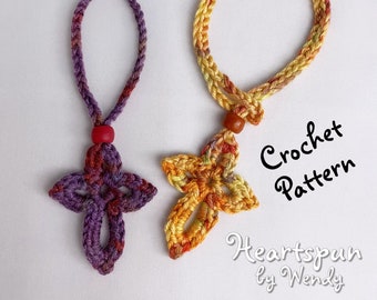 CROCHET PATTERN to make a Messiah Cross Car Mirror Hanger, Bracelet Bookmark, Hanging Ornament, or cross applique. Instant Download, PDF