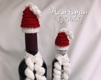 SoulQool Set Di 3 Copribottiglie Di Vino Natalizi In Cotone E Lino - 13x32cm - Decorazioni Per Bottiglie