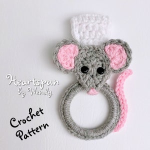 CROCHET PATTERN to make a Mouse Kitchen or Bath Towel Holder Ring. Instant Download. Towel topper pattern, crochet towel holder