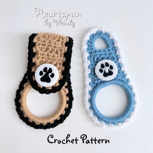 VIRKMÖNSTER för att göra en Rover-handdukshållarring med dekorativ kant och knapp, 2 remstilar, vikbarhet och knopp. Digital nedladdning