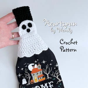CROCHET PATTERN to make a Spooky Ghost Kitchen or Bath Towel Holder Ring, Folding or Knob Strap. Instant Download PDF. Halloween Fall Decor